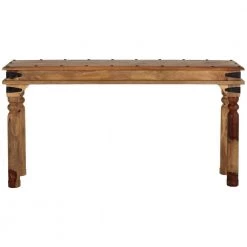 Fields 67 in. Weathered Brown Standard Rectangle Wood Console Table by Home Decorators Collection