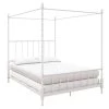 Emerson White Metal Canopy Queen Size Frame Bed by DHP