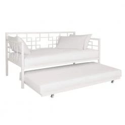 Giada White Metal Twin Daybed with Trundle by DHP