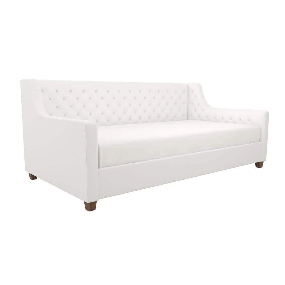 Jenna White Faux Leather Upholstered Twin Daybed by DHP
