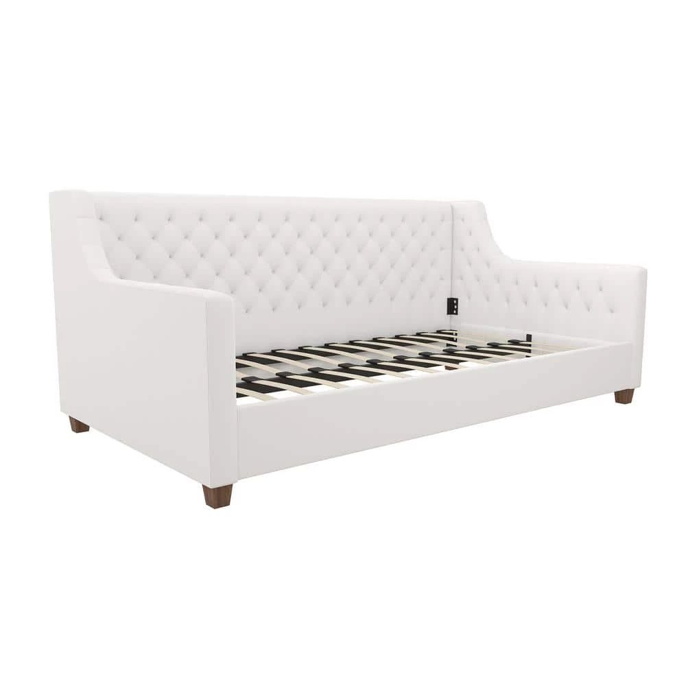 Jenna White Faux Leather Upholstered Twin Daybed by DHP - Image 9