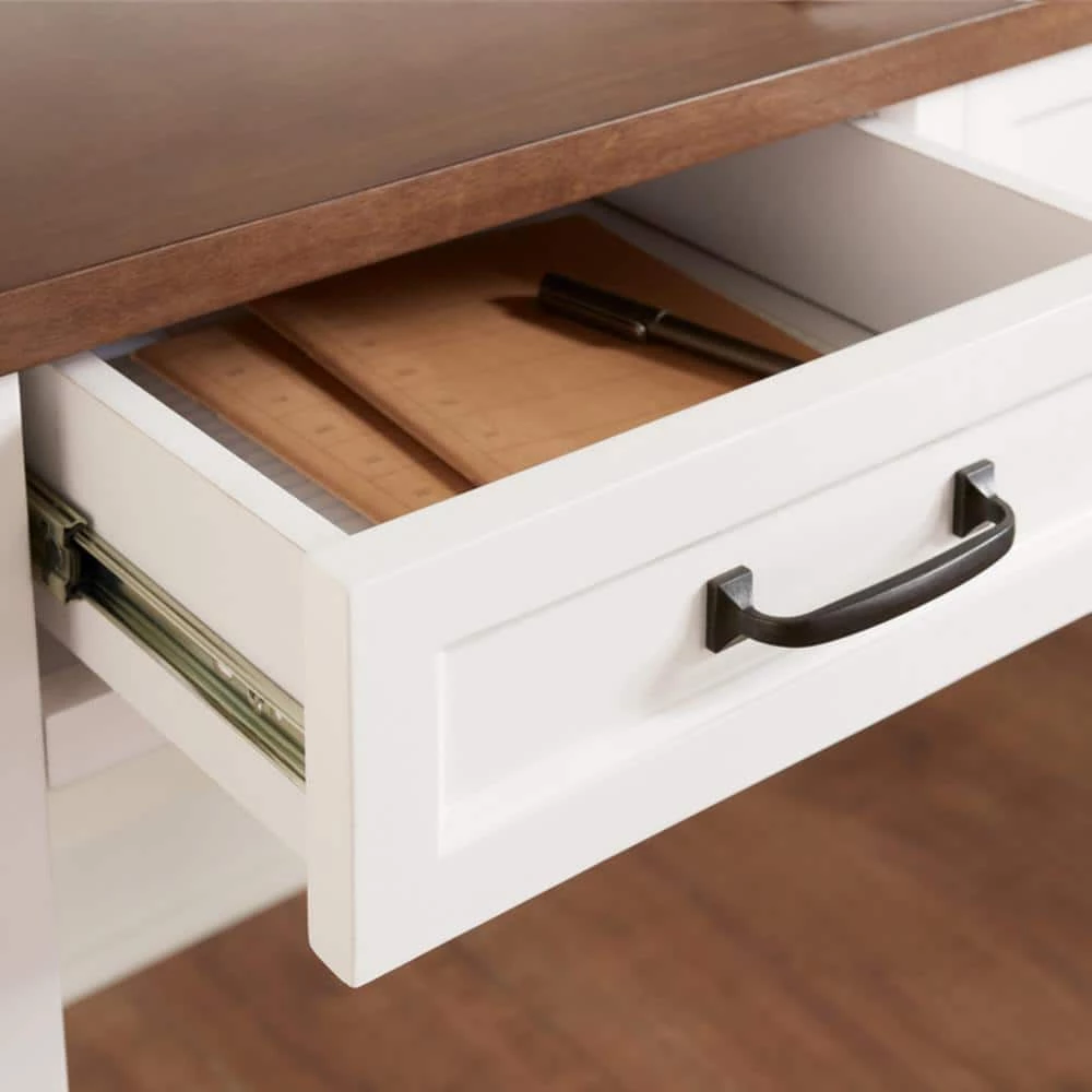 48 in. Rectangular White/Haze 5 Drawer Writing Desk with Solid Wood Material by Home Decorators Collection - Image 6