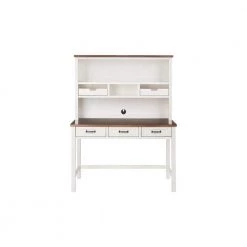 48 in. Rectangular White/Haze 5 Drawer Writing Desk with Solid Wood Material by Home Decorators Collection