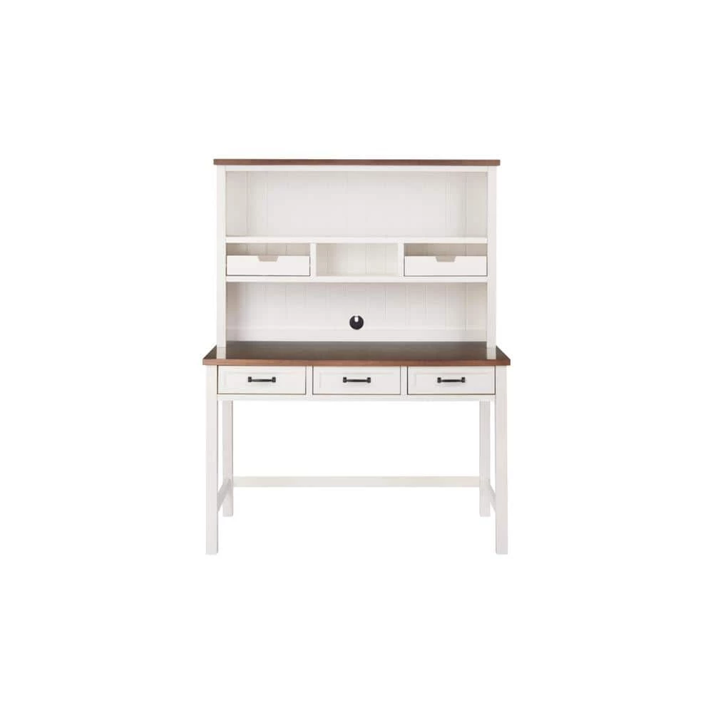48 in. Rectangular White/Haze 5 Drawer Writing Desk with Solid Wood Material by Home Decorators Collection