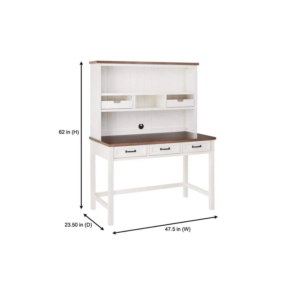 48 in. Rectangular White/Haze 5 Drawer Writing Desk with Solid Wood Material by Home Decorators Collection - Image 2