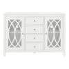 Cliffmore White Glass Door Buffet with Elliptical Pattern by Home Decorators Collection