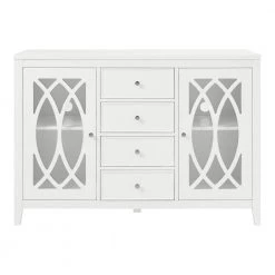 Cliffmore White Glass Door Buffet with Elliptical Pattern by Home Decorators Collection
