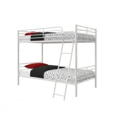 White Metal Convertible Twin Over Twin Bunk Bed by DHP