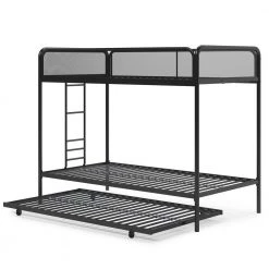 Ellie White Metal Triple Twin Bunk Bed by DHP