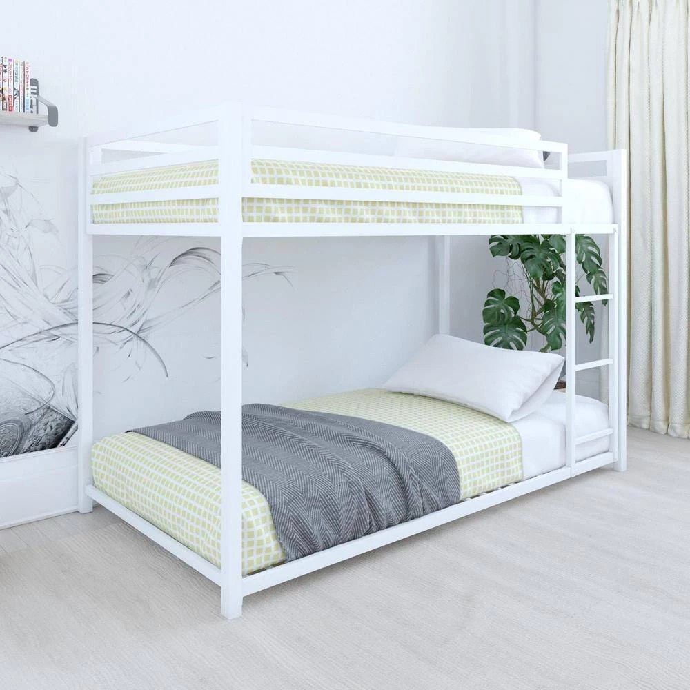 Mabel White Metal Twin Over Twin Bunk Bed by DHP - Image 2
