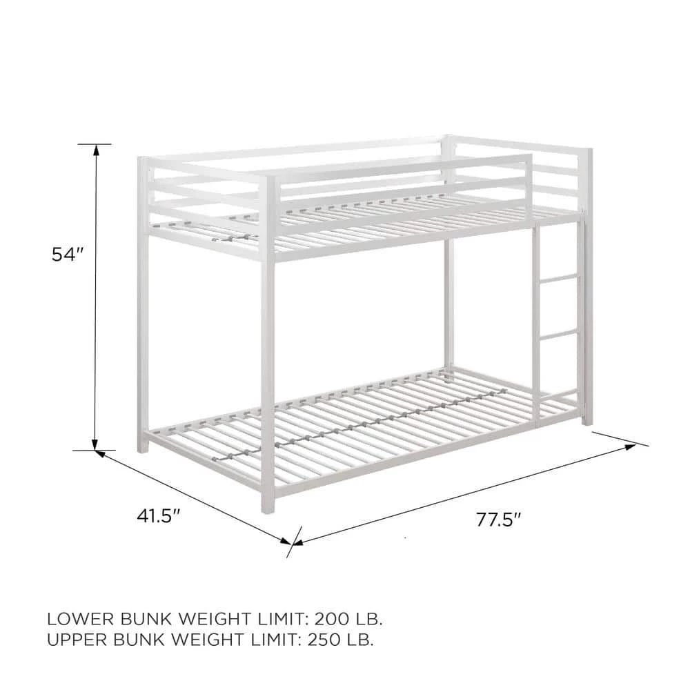 Mabel White Metal Twin Over Twin Bunk Bed by DHP - Image 10