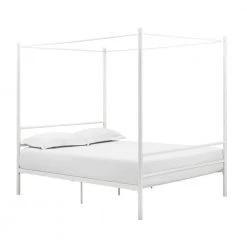 Kora White Metal Queen Canopy Bed by DHP
