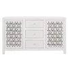 Hallie Carved Double Door 3-Drawer Whitewash Dresser (36 in. H x 63 in. W x 19 in. D) by Home Decorators Collection