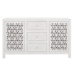 Hallie Carved Double Door 3-Drawer Whitewash Dresser (36 in. H x 63 in. W x 19 in. D) by Home Decorators Collection