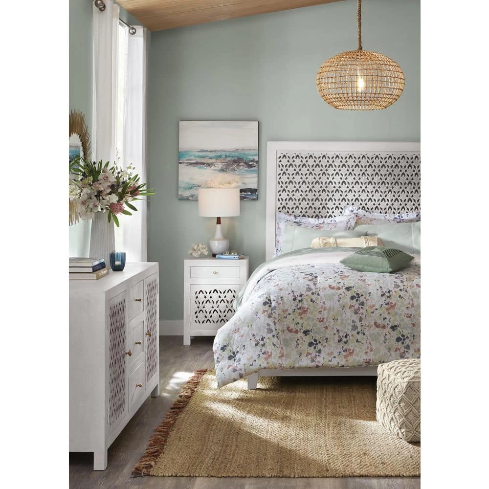 Hallie Carved Single Door 1-Drawer Whitewash Nightstand (30 in. H x 22 in. W x 15 in. D) by Home Decorators Collection - Image 11