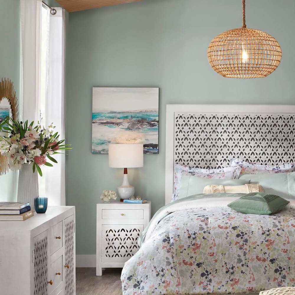 Hallie Carved Single Door 1-Drawer Whitewash Nightstand (30 in. H x 22 in. W x 15 in. D) by Home Decorators Collection - Image 7